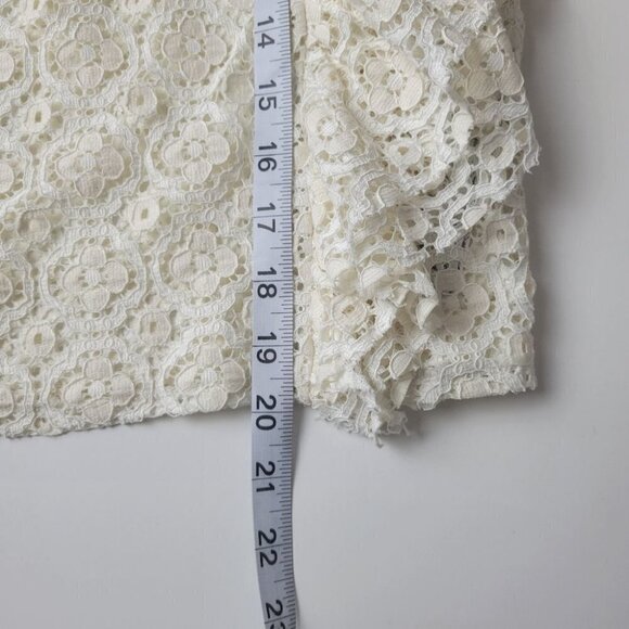 zara Ruffle Lace Top Ivory L - Picture 9 of 10